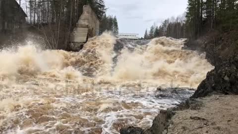 Stormy river, slow motion video