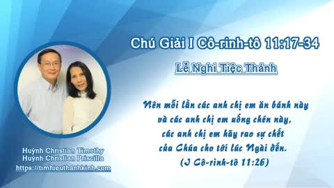 Chú Giải I Cô-rinh-tô 11:17-34 Lễ Nghi Tiệc Thánh