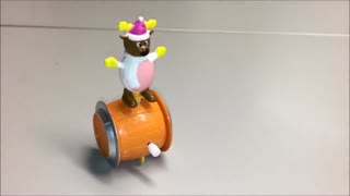 Wind Up Bear on Barrel Toy