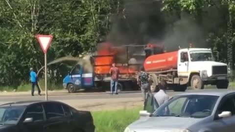 Burning truck extinguished with… POOP!