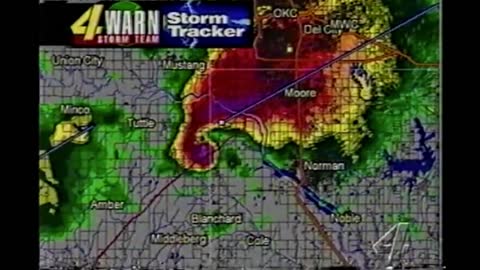 May 3rd, 1999 Moore Oklahoma F5 Tornado (KFOR-TV) Bridge Creek - Del City Live Coverage