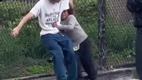 Young boy holds older skater’s hand and has an adorable reaction to the landing trick.. ￼🥹