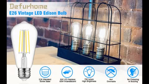 Review: Defurhome LED Edison Bulbs 60W Equivalent, Daylight White 4000K, High 95+ CRI Eye Prote...