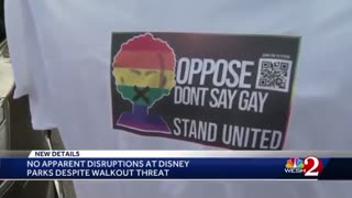 One person showed up to protest Disney's response to Florida's anti-grooming law