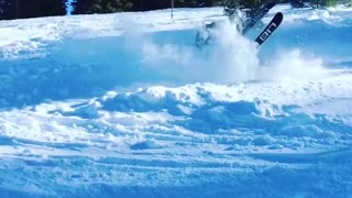 Collab copyright protection - teen skiing flip faceplant snow