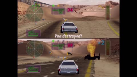 Vigilante 8 Two Player Cooperative Mode - Canyonlands (Actual N64 Capture)