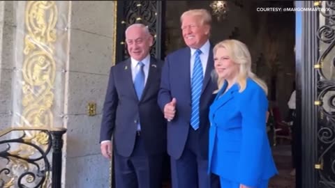 FL President Donald Trump welcome Israeli prime minister Benjamin Netanyahu to his home Mar A Lago