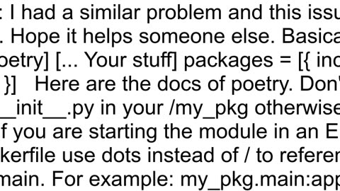 ModuleNotFoundError No module named after poetry install for package