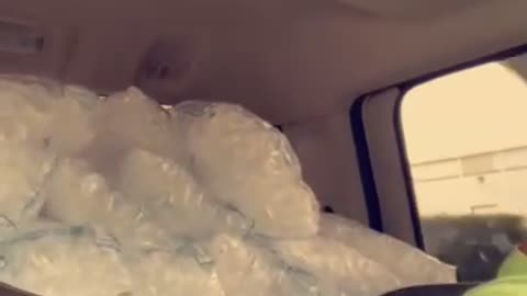 Coworker Slams on Brakes Causing Ice Bags to Fall