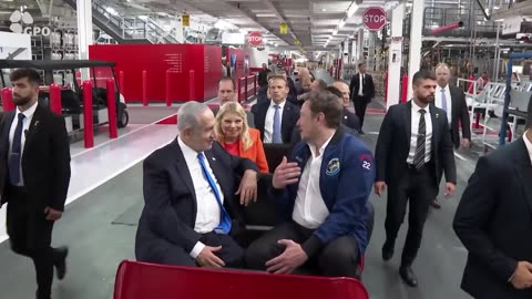 Elon Musk gives tour of Tesla Factory to the Prime Minister of Israel, Benjamin Netanyahu.