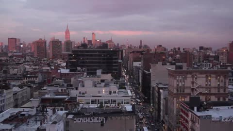 Pink sunset in New York