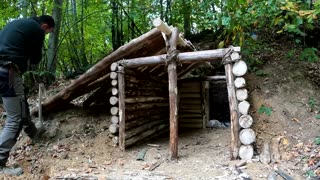 Construction of a shelter in the wildlife forest