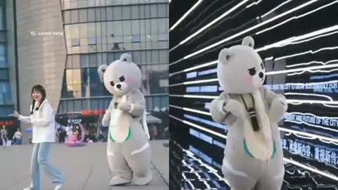 Dancing with teddy on streets
