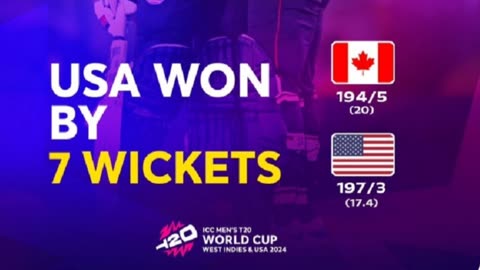 1st Match T20 world Cup 2024.#USAvsCAN.America won by 7 Wkts #shorts #shortvideo #youtubeshorts