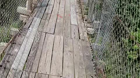 Me nervously crossing Swinging Bridge