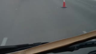 Suddenly happened accident on road by truck