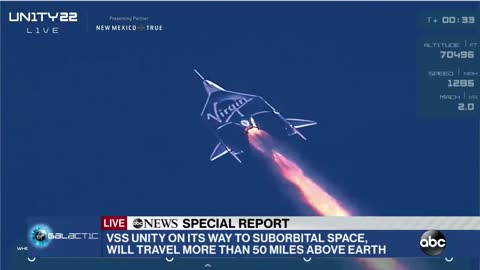 Richard Branson Launches Into Space Aboard His Virgin Galactic Rocket Plane