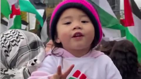 A child shouted Palestine during the protest