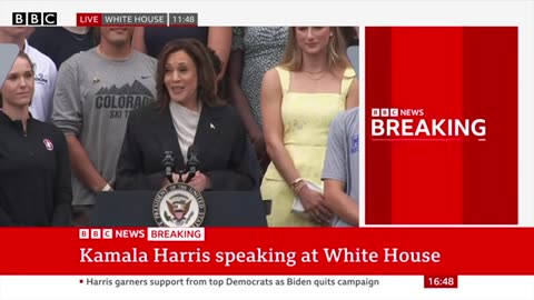 Kamala Harris publicly speaks for first time since Joe Biden left Presidential race |BBC News