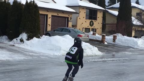 Weather Conditions Turn Street into Perfect Ice Rink