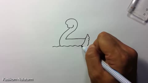 Drawing Picture,turn Numbers 1-5 into the cartoon birds Learn step by step Art for kid