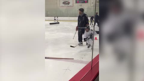 Hockey Kid Bowls Over Other Kids After Falling