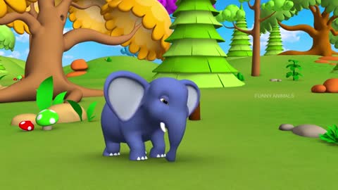 Elephant and monkey play with other forest animal.