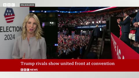 Donald Trump's defeated Republican rivals endorse him at convention | BBC News