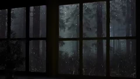 Rain On Window with Thunder Sounds . Rain in Forest at Night .10 Hours_2