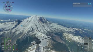 Flying around/over Mount Rainier in Microsoft Flight Simulator