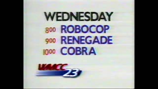 July 1994 - WMCC Indianapolis Promo for 'Robocop' 'Renegade' & 'Cobra'