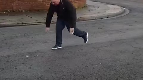 Dad Tests His New Trainers Out