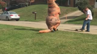 Just a dinosaur on a skateboard