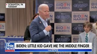 Biden talking about how many ‘F_ck Joe Biden’ signs he sees and how many little kids flip him off