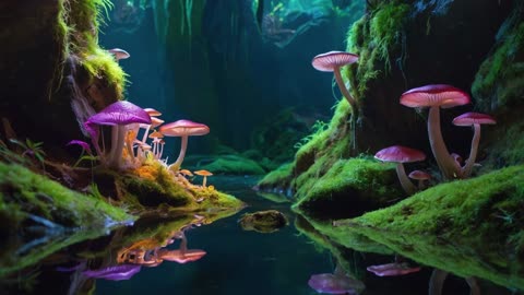 Enchanted Mushrooms: Cave & Gentle Stream: 1 Hour Relaxing Nature Sounds