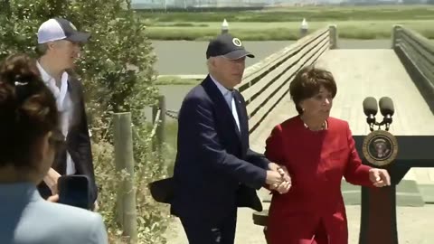 Rep. Anna Eshoo Physically Pulls Biden Across the Stage