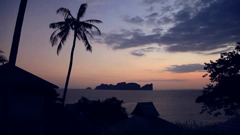 Silhouette of a beach during sunset