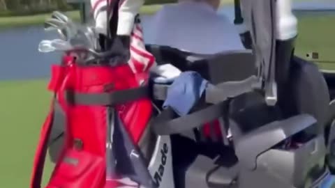 Donald Trump playing "It's a Man's, Man's, Man's World" in his golf cart