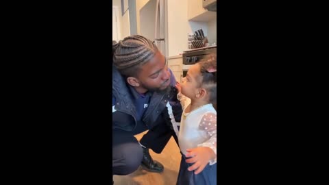 Little girl has priceless reaction to dad's new haircut #Shorts