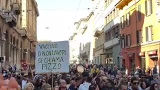 Thousands of people protesting against mandatory COVID passports in Italy
