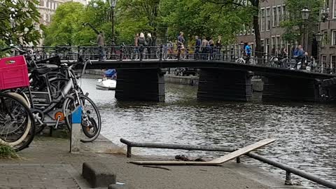 Samuel L Jackson Stunt Double Crashes into Pedalo with Speed Boat on Amsterdam Canal