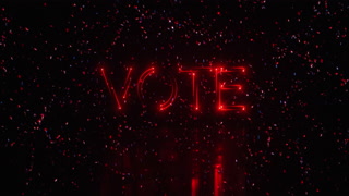 Red Neon VOTE Title Background Sign and Confetti with 10 second Loop