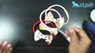 DIY headband ideas: Simple bow with printed cotton fabric