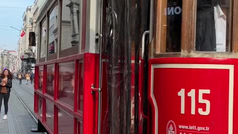 Front view of a Tram moving forward