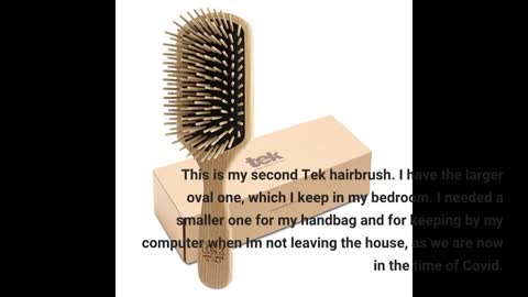 Tek small oval hairbrush in ash wood with short wooden pins - handmade in italy