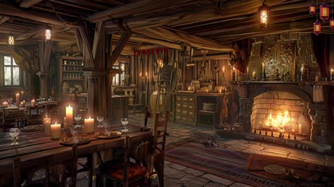 Medieval night at the tavern | Cozy space by the fireplace and music to relax