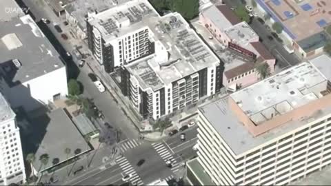 Stolen Camaro Pursuit In Downtown LA Evades Chopper... Foot Bail Into Construction Site...