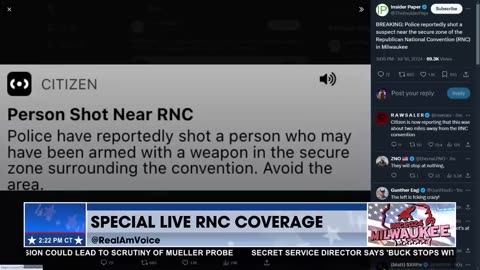 Police have reportedly shot a suspect in the secure zone surrounding the RNC