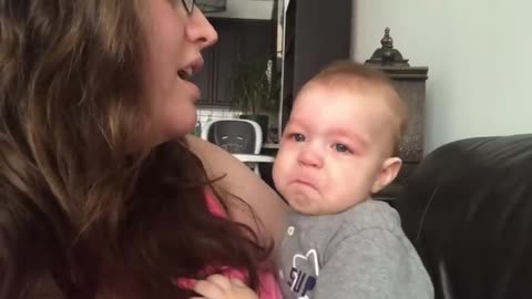 baby gets emotional when he hears his mom singing a beautiful opera
