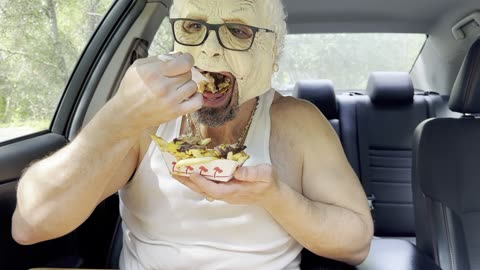 Granny Goatee reviews In-N-Out's Animal Style Fries and Flying Dutchman Fusion!! Cost: $10.58